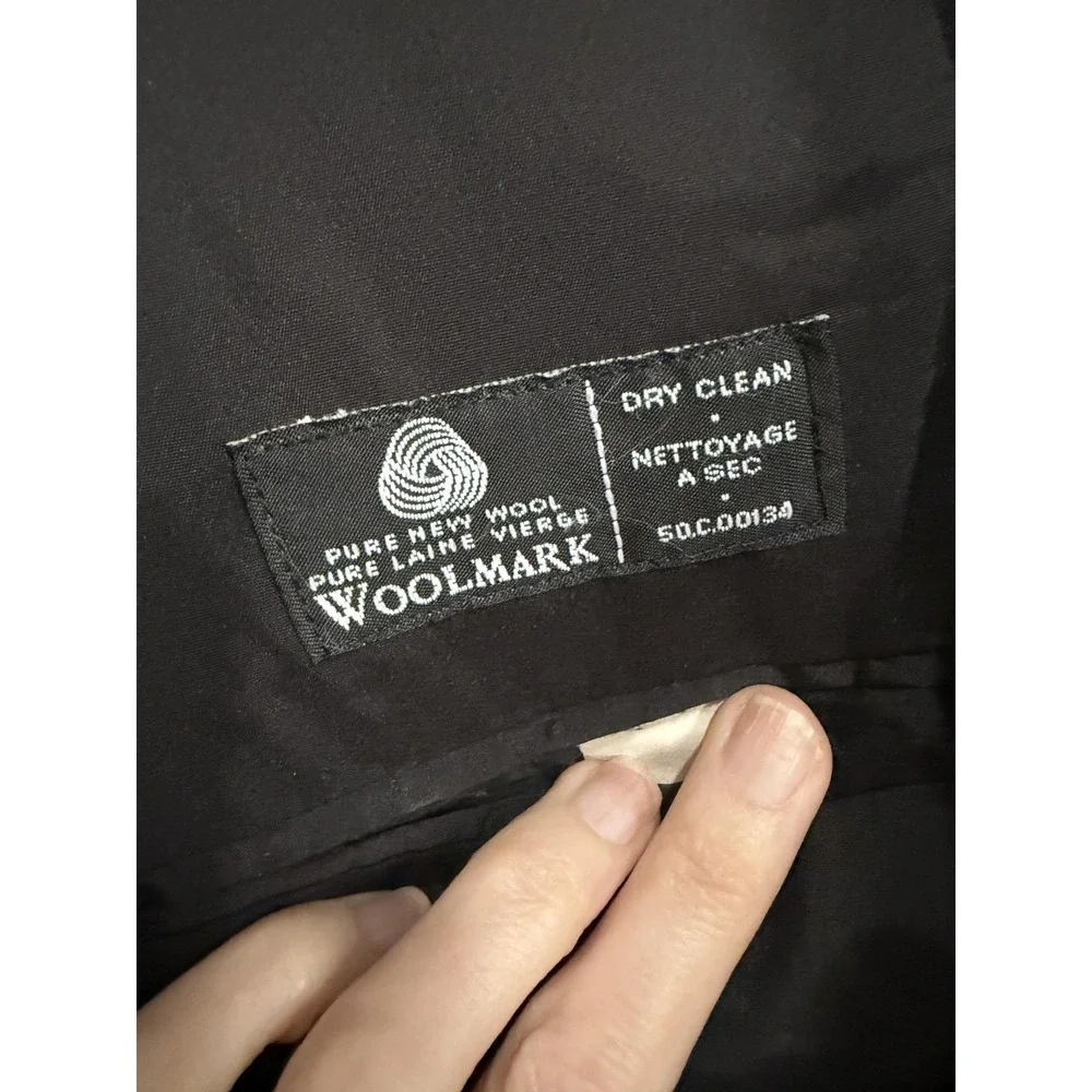 Calvin Klein Suit Mens 48L 42x34‎ Black Gray Wool 2 Piece Jacket Pants Classic